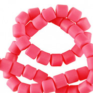 Polymer tube beads 6mm - Neon pink